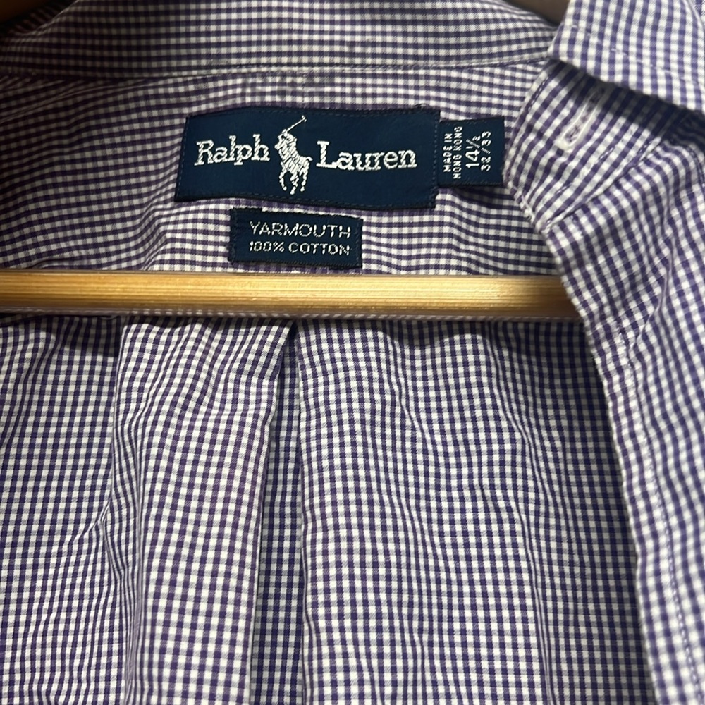 Dark Purple Gingham Rl Button Down - image 4